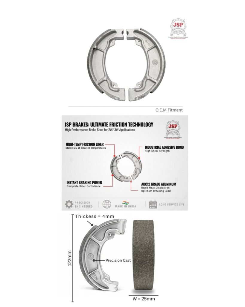 JSP brake shoe with OEM fitment